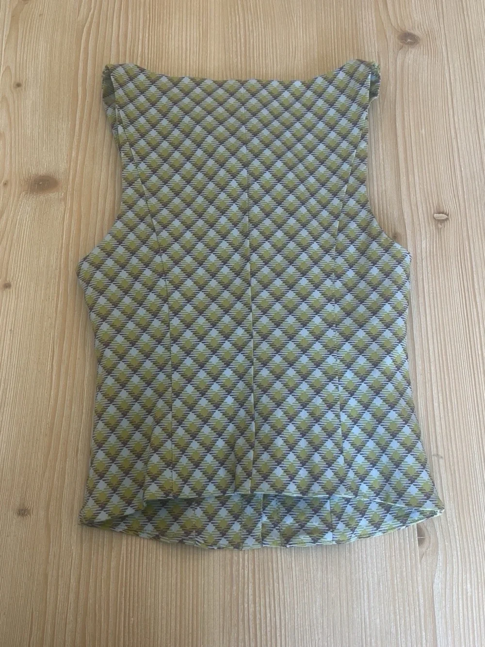 Girls Quilted Two-Piece Vest & Skirt Set in Green Plaid